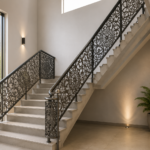 Elegant minimalist staircase in natural light